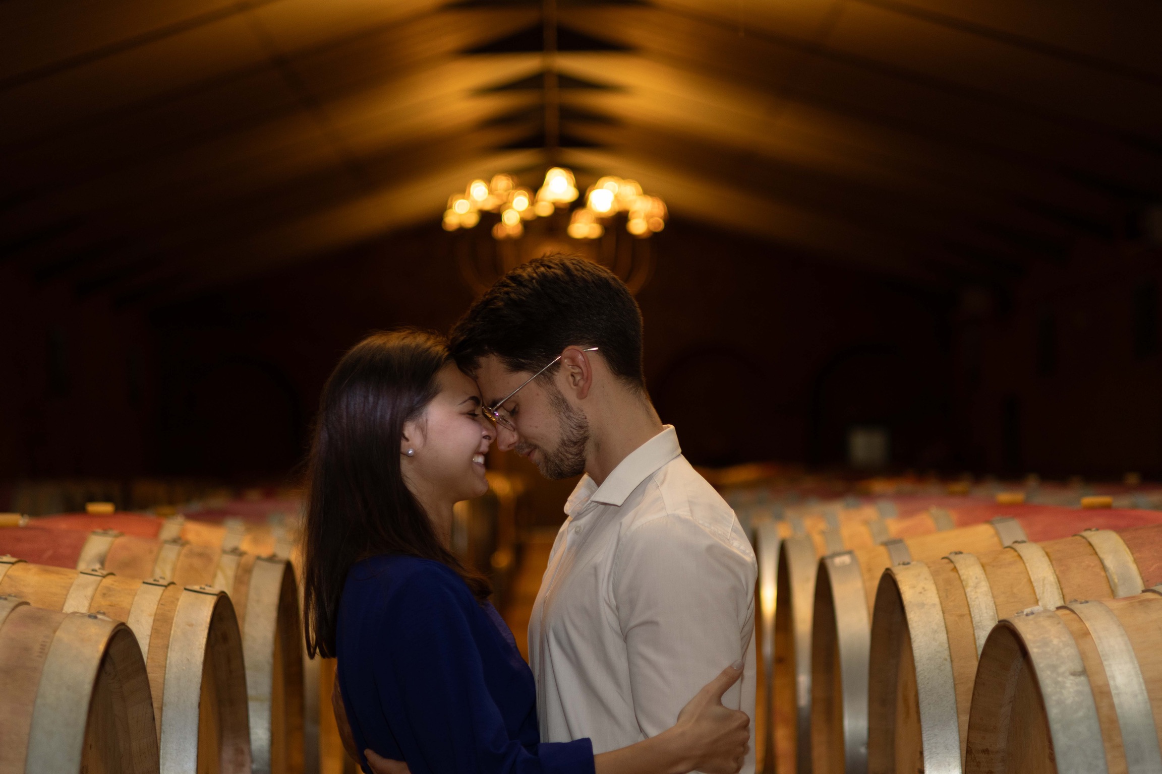 Jonty and Karla in the wine cellar