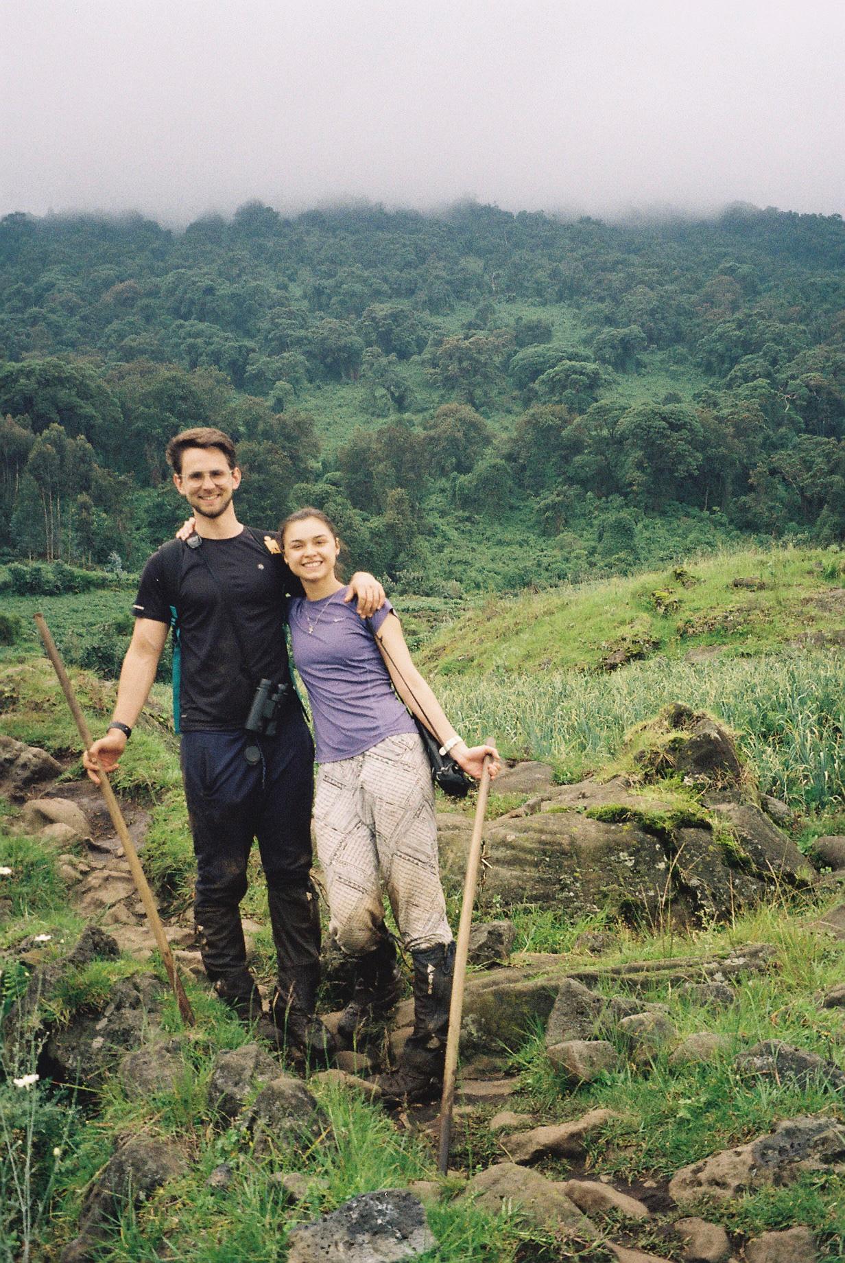 Jonty and Karla hiking in Rwanda